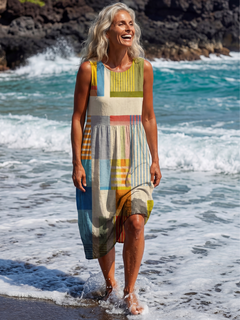 Esme | Robe Midi Peinte en Blocs
