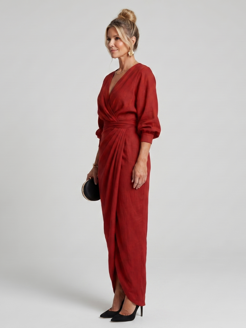 Fable | Robe Midi à Manches Longues avec Enveloppement