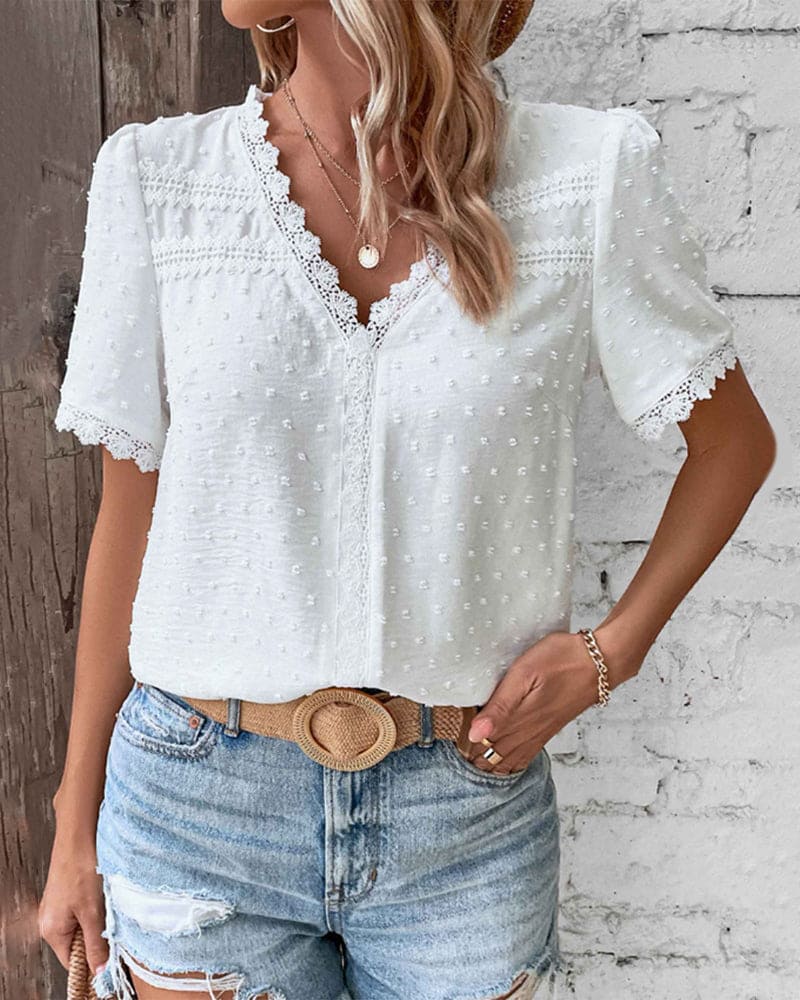 Blouse à manches courtes et décolleté en V - Romy