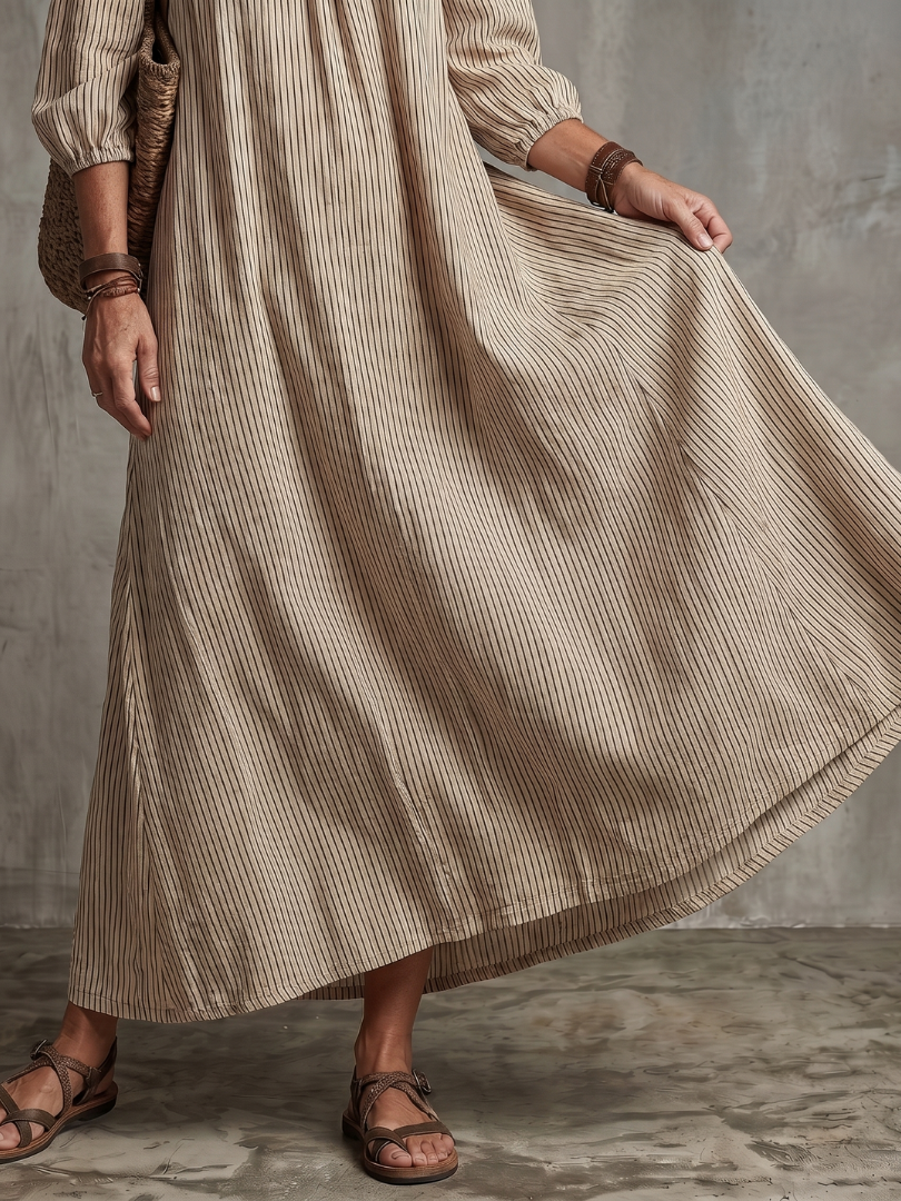 Euphemia | Robe Maxi Off Shoulder à Motif Rayé