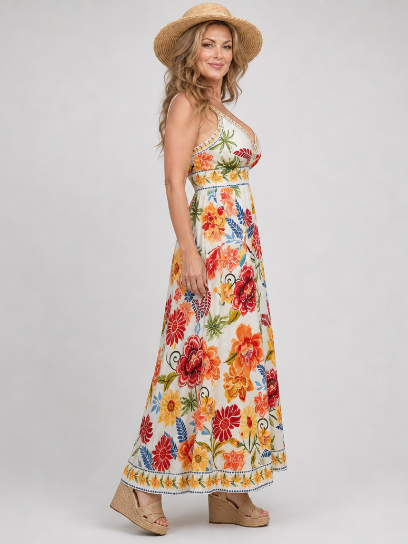 Maribelle | Robe Midi Sans Manches Taille Empire