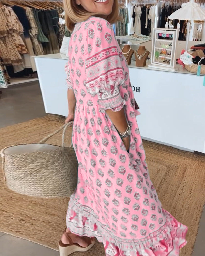 Liana | Robe imprimée avec décolleté en V