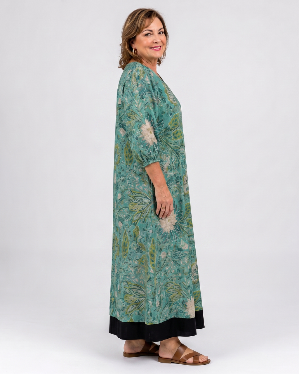 Siseman | Robe Midi Relaxed à Imprimé Vigne Botanique