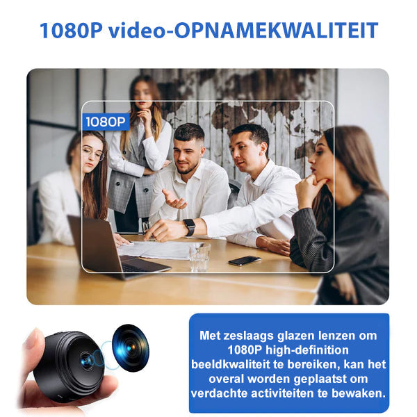 MiniEye Caméra de Sécurité Full HD | Caméra Mini Compacte avec Vision Nocturne & Détection de Mouvement