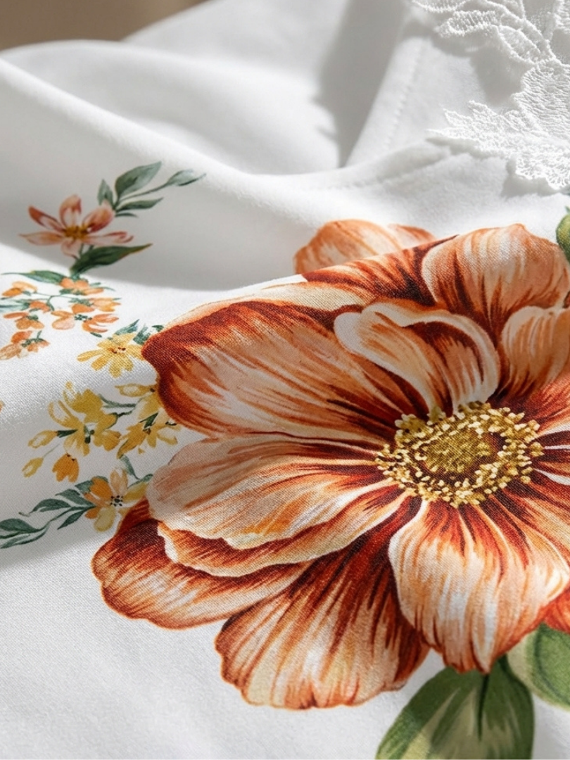 Camila | Robe Midi A-Line Florale à Épaules Dégagées
