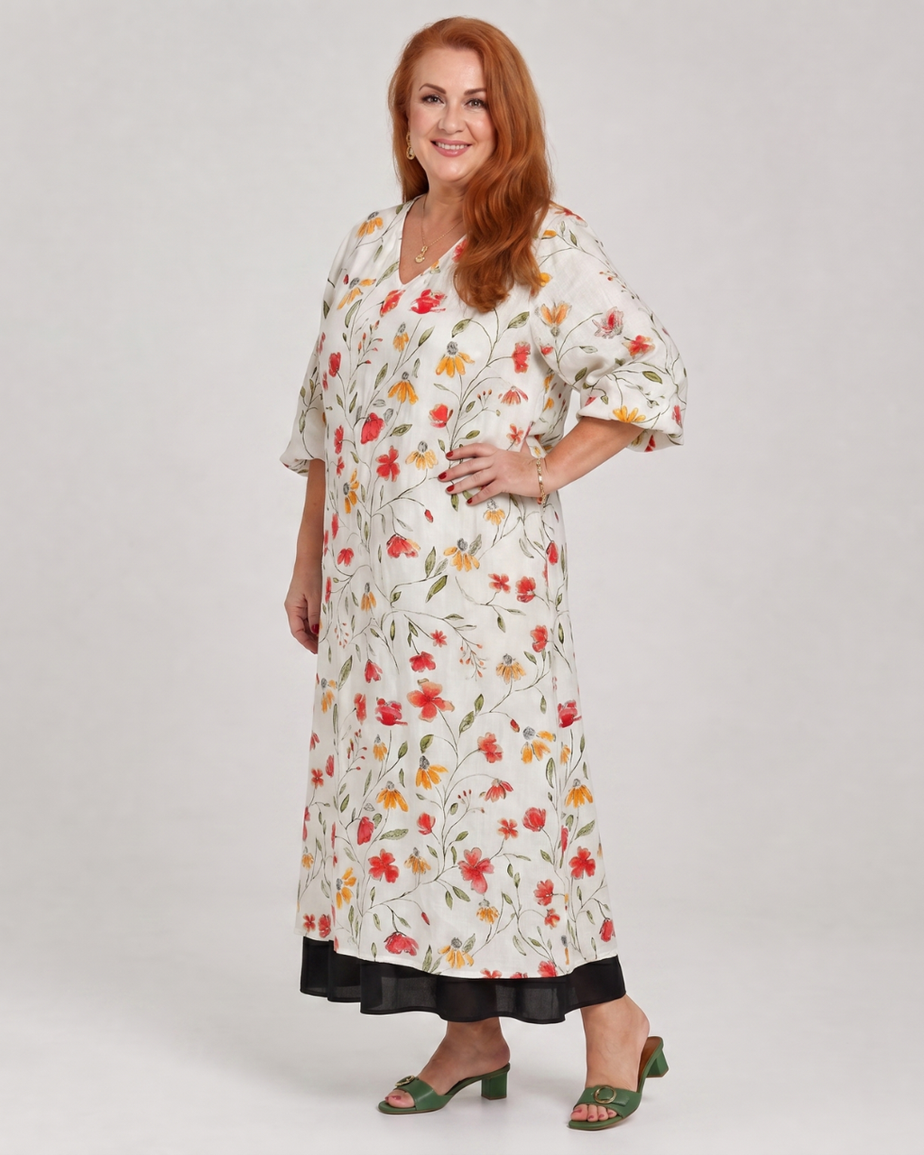 Colesum | Robe Midi Évasée Imprimée de Fleurs Sauvages