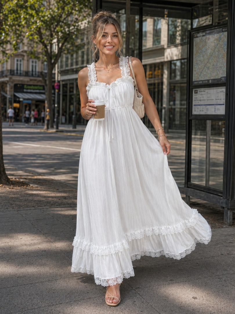 Leach | Robe midi sans manches avec volants