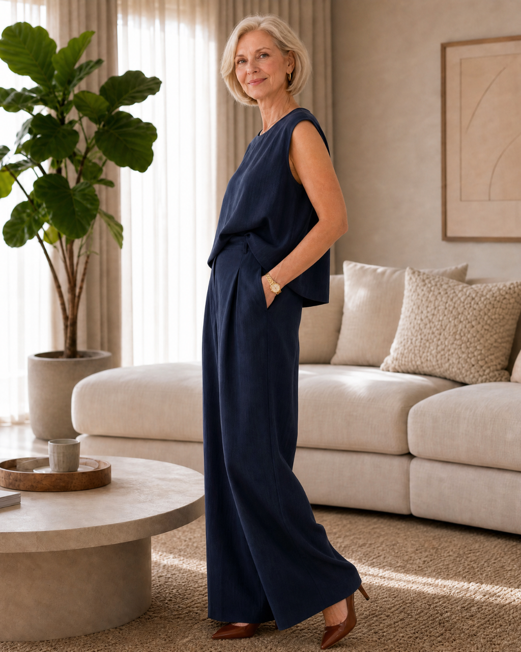Noelisse | Ensemble haut sans manches et pantalon large