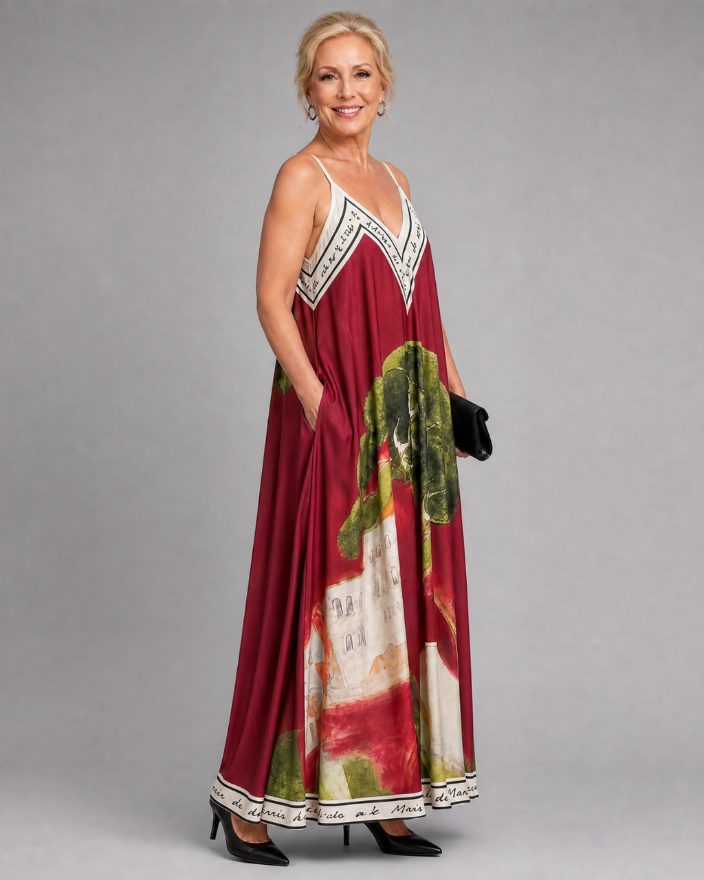 Lira | Robe Midi Fluide Sans Manches à Imprimé Paysager