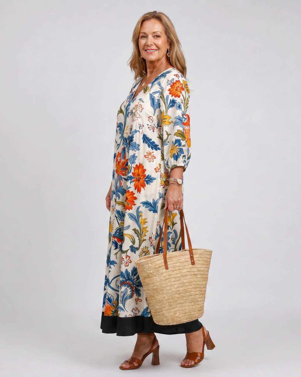 Avenelle | Imprimé Botanique Scroll Robe Midi Poche Quotidienne