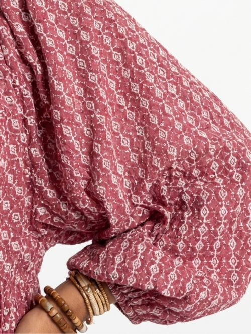 Arlette | Robe Midi à Manches Longues Imprimé Géométrique