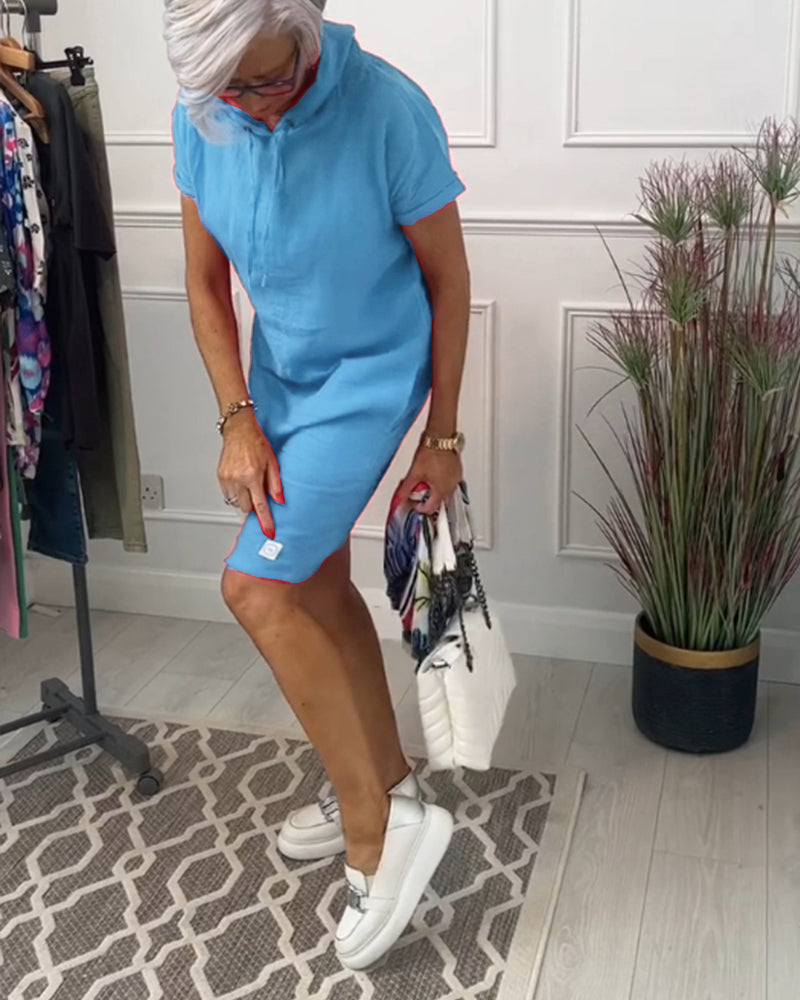 Nyla | Robe décontractée à manches courtes avec capuche