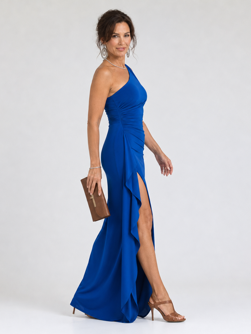 Serane | Robe Maxi à Épaule Dénudée avec Fente Haute