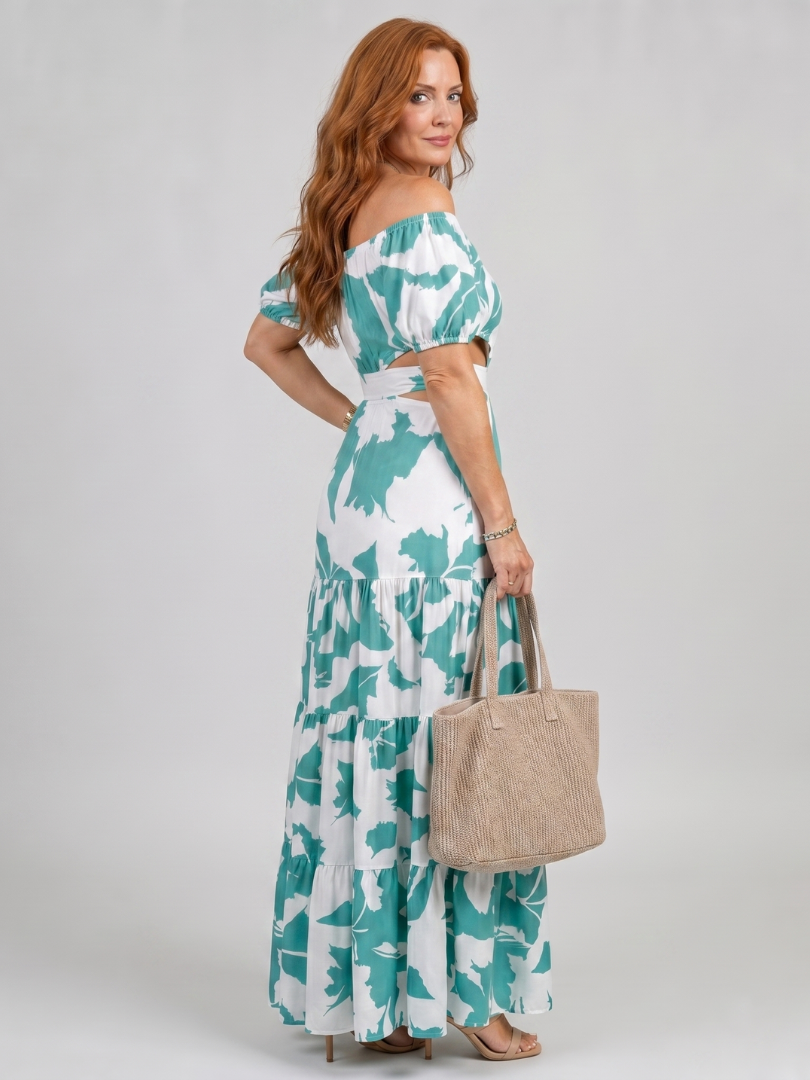 Orelina | Robe Maxi à Épaules Dégagées avec Découpe à la Taille