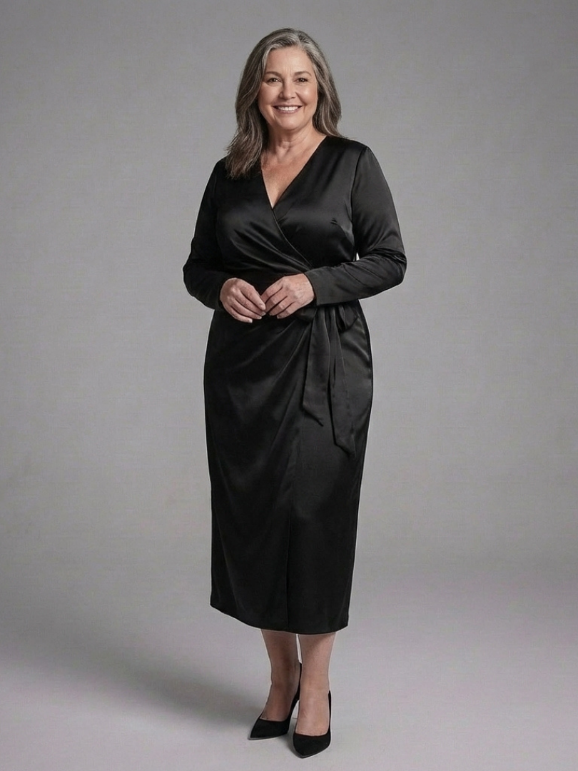 Alouette | Robe Midi à Manches Longues avec Ceinture