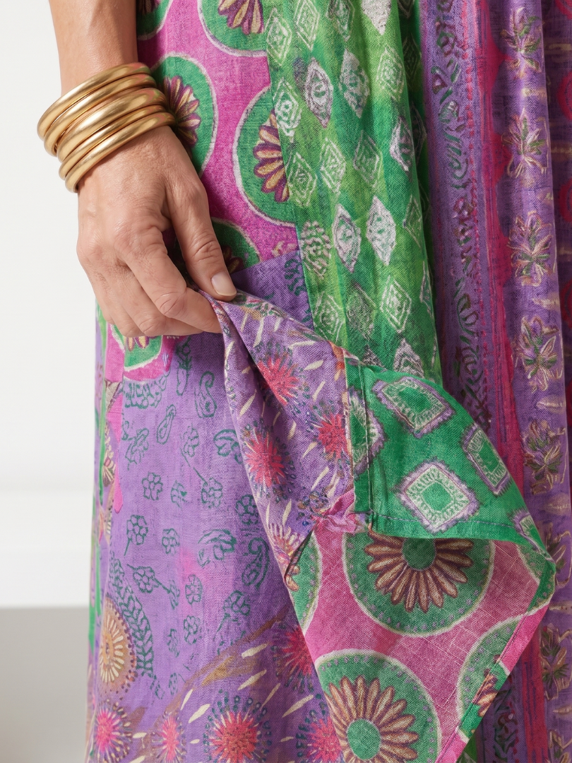 Isia | Robe midi à manches courtes imprimée