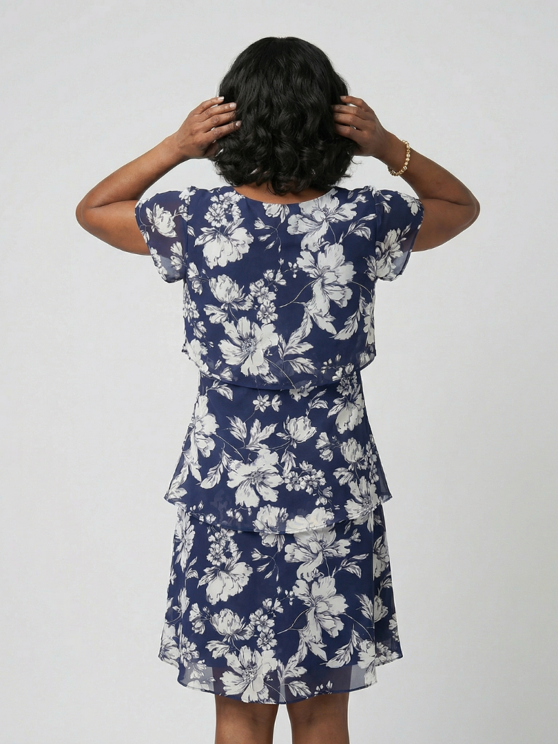 Thea | Robe longueur genou à motif floral subtil