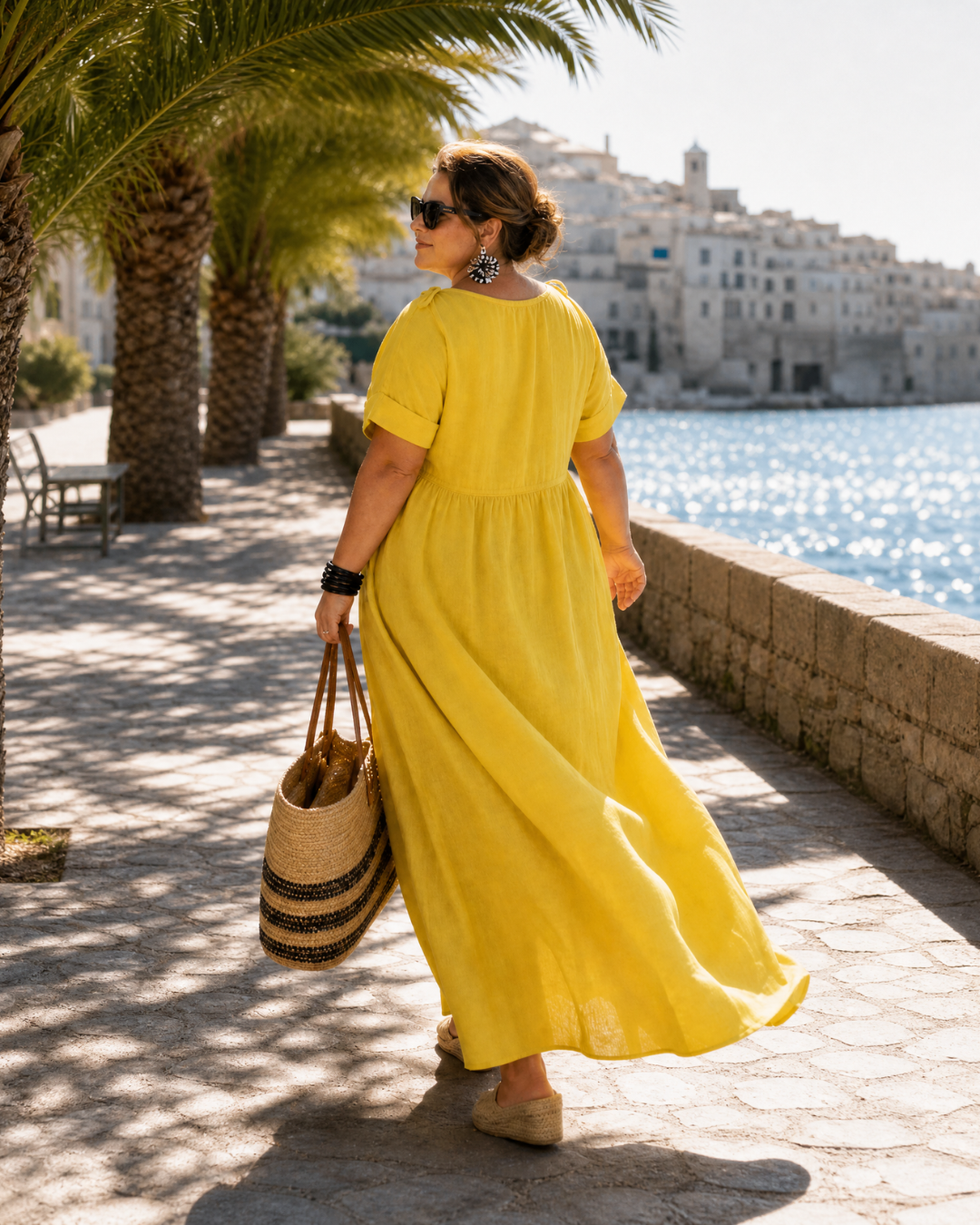 Zomla  | Robe midi fluide à manches courtes et décolleté en V texturé