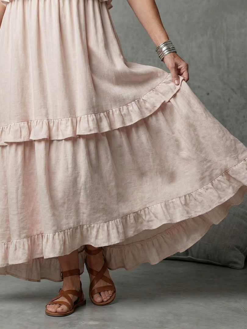 Katia | Robe Maxi à Volants en Cascade