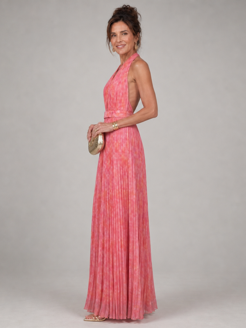 Rosel | Robe Maxi à Encolure Halter Plissée