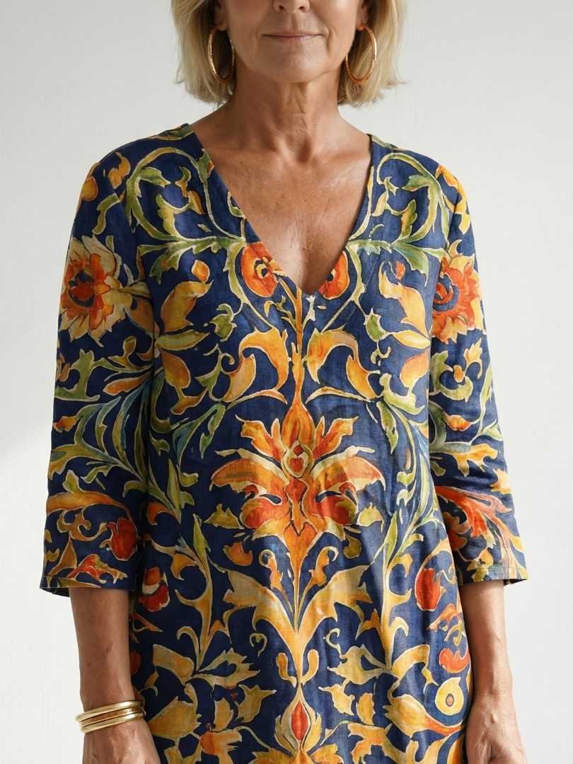 Elise | Robe Midi Florale Ornate