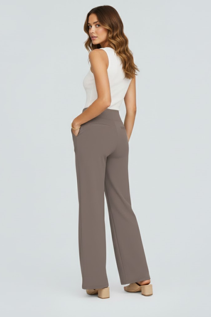 Pantalon large pour femmes avec taille haute et poches latérales