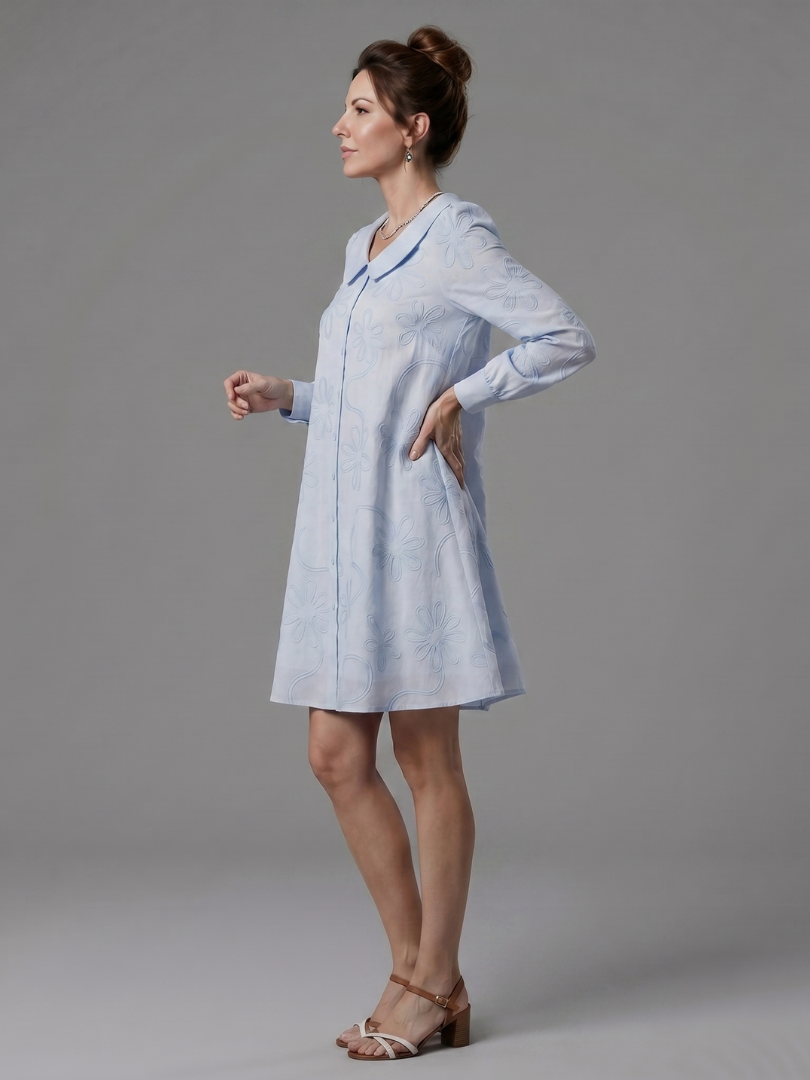 Opale | Robe mi-longue à col boutonné