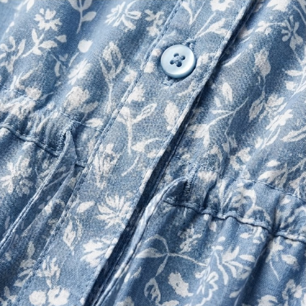 Robe Maxi Femme Florale Élégante Col V Boutons Avant