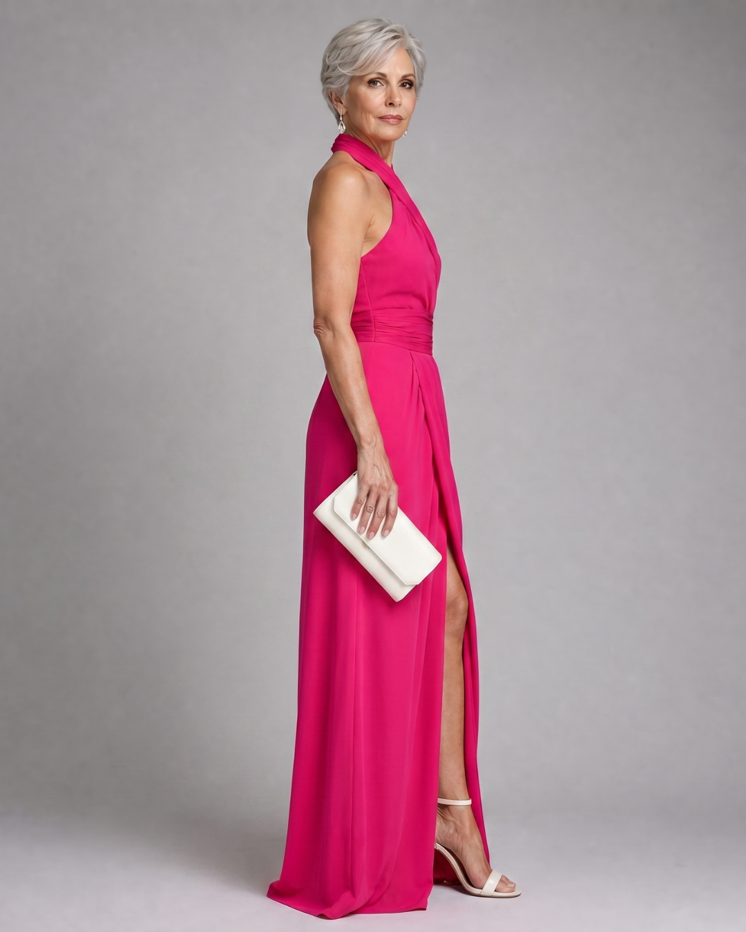 Vaelora | Robe Midi Drapée à Encolure Croisée