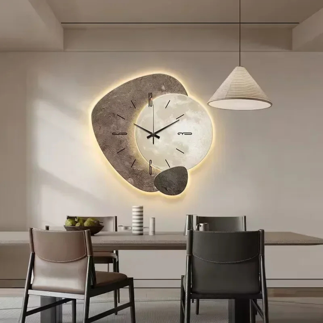 Horloge Murale LunaWood – Élégance Naturelle avec Lumière LED Douce