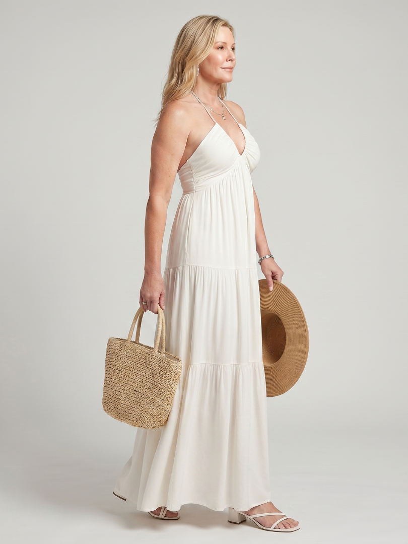 Dextra | Robe Midi à Bretelles et Jupe Étagée