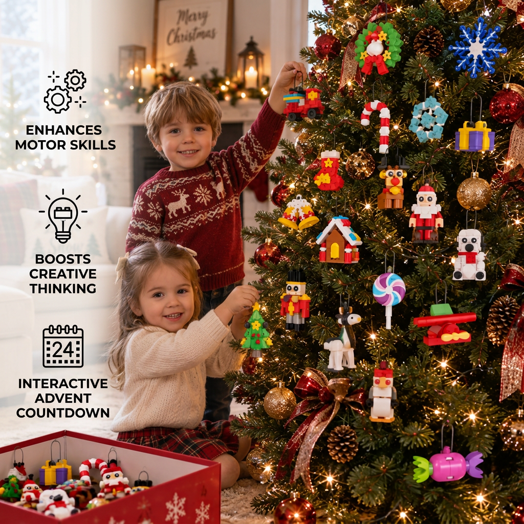 Calendrier de l'Avent en Blocs de Noël – 24 Ornements de Noël