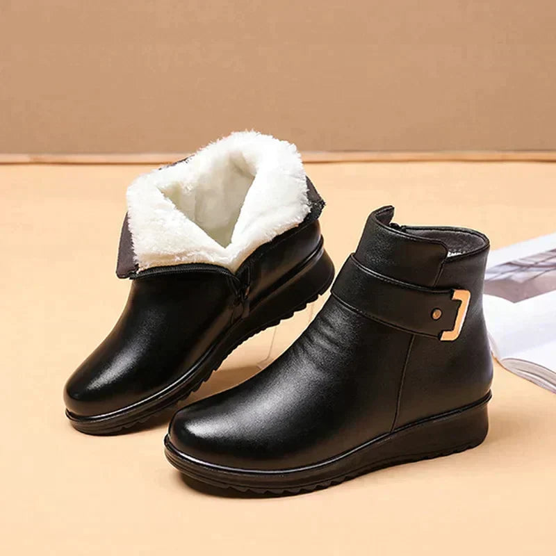 Bottes Orthopédiques en Cuir pour Femmes – Bottes d'Hiver Confortables avec Doublure en Laine