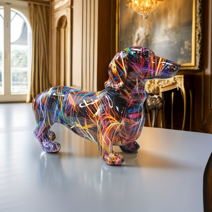 Dachshund Delight – Statue Colorée de Teckel pour une Ambiance Ludique dans votre Maison
