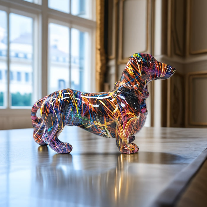 Dachshund Delight – Statue Colorée de Teckel pour une Ambiance Ludique dans votre Maison