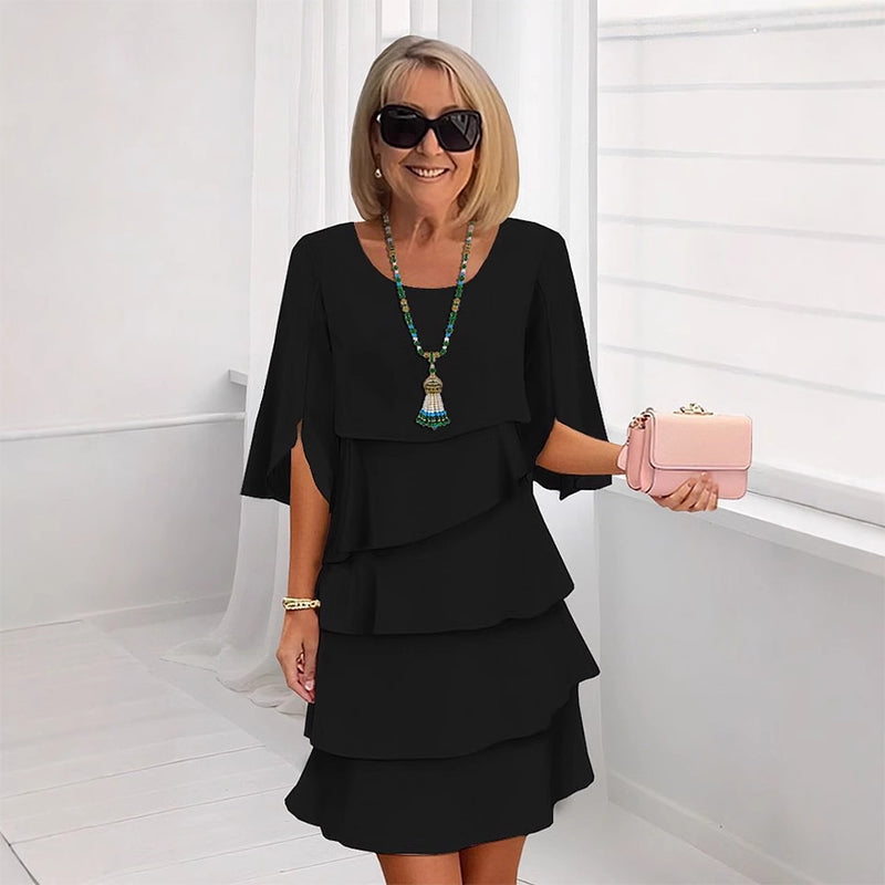 Robe à couches chic avec manches bouffantes pour femmes