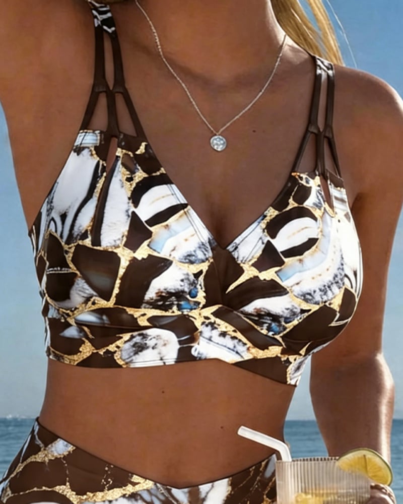 Inès - Bikini Flatteur Taille Haute Imprimé