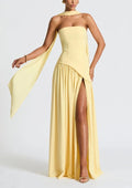 Amaris | Robe maxi élégante avec fente et détail nœud