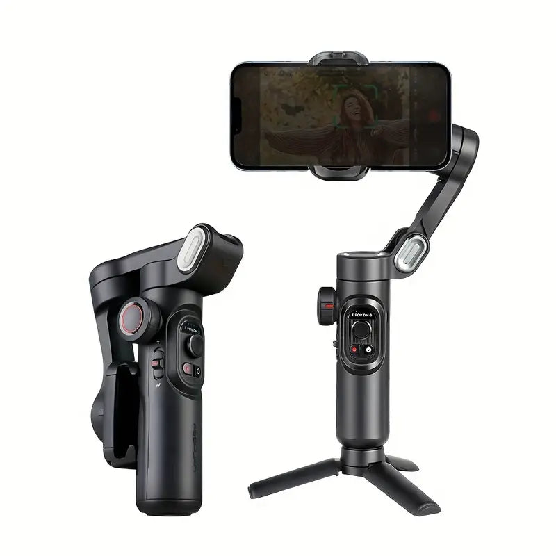 Stabilisateur de Gimbal Portable SmartPro - Stabilisateur PTZ Vidéo Vlog Smartphone Pliable pour iPhone, Android et Samsung