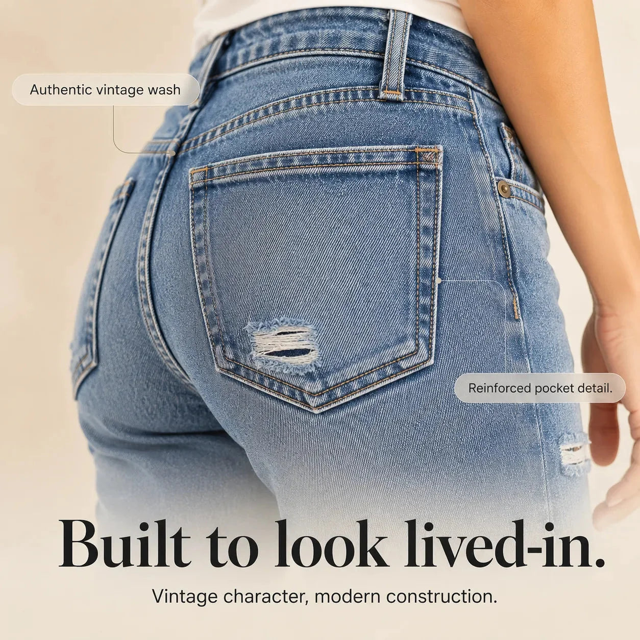 Denara – Jean cropped déchiré en stretch doux pour femmes