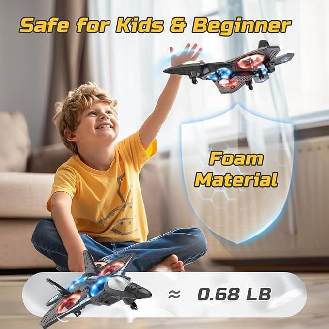Avion Télécommandé LED pour Enfants 6-12 Ans