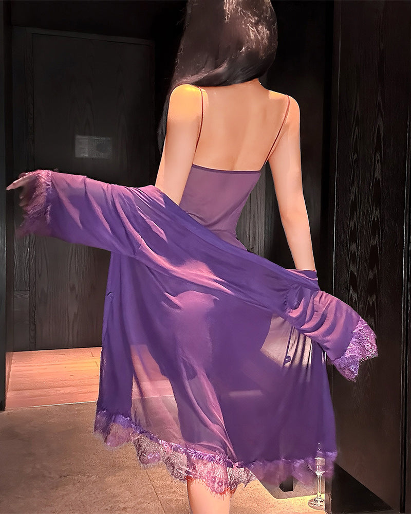Aivy | Ensemble de pyjama en dentelle séduisant en mesh