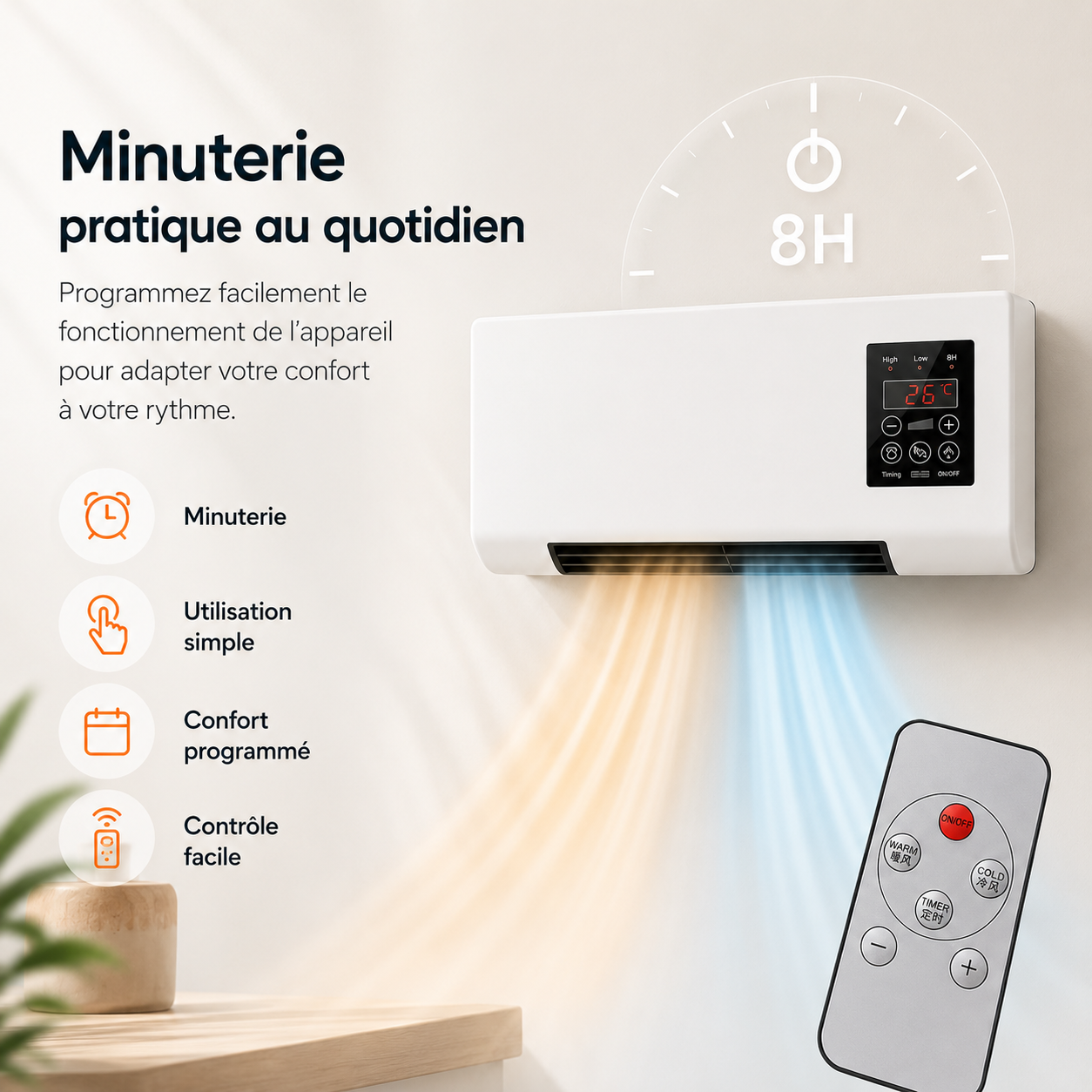 Climatisation | Chauffage et Refroidissement | Monté au Mur avec Télécommande