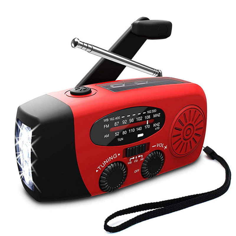 Radio d'Urgence Autonome – Manivelle, Solaire, Lampe de Poche & Batterie Externe – Radio FM/AM, Indispensable en Cas de Catastrophes et d'Urgences