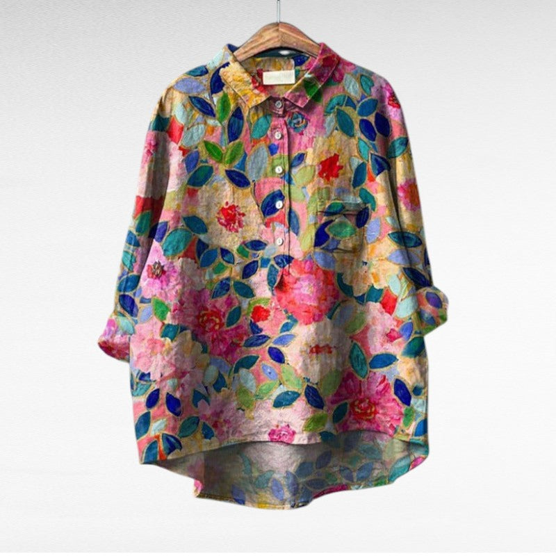 Caroline - Blouse Fleurie Élégante Femme