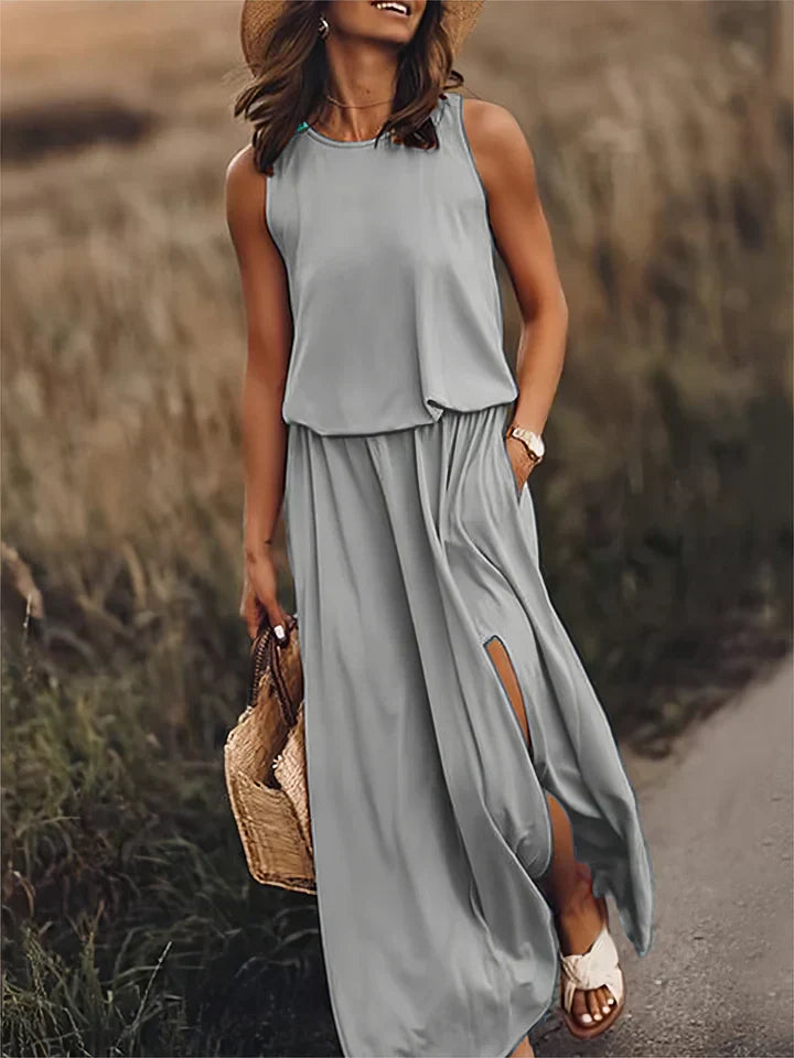 robe maxi unie pour femmes