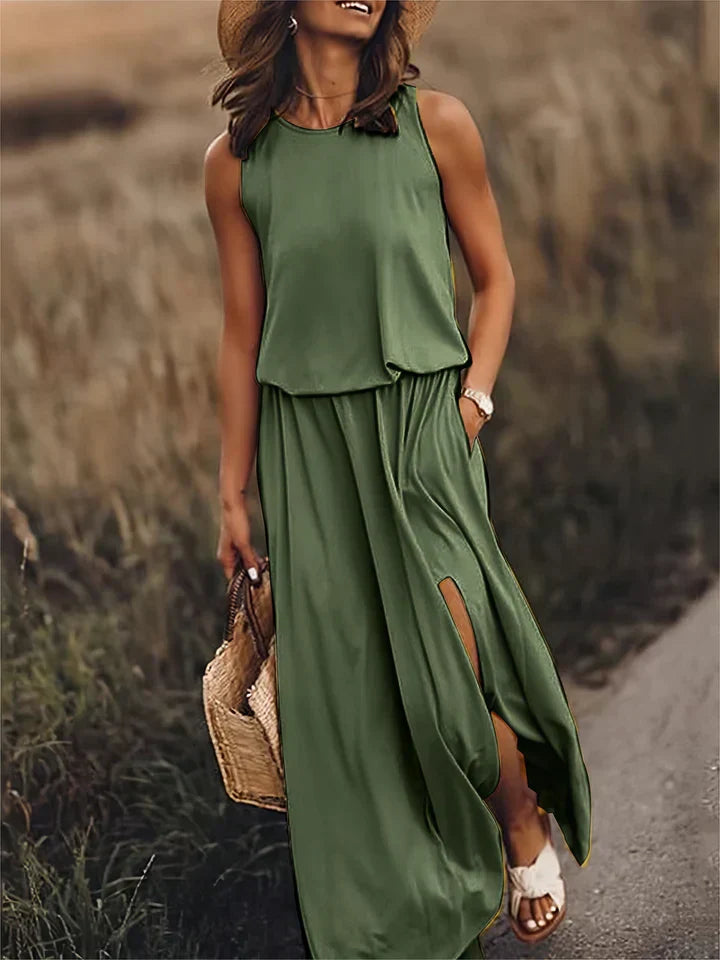 robe maxi unie pour femmes