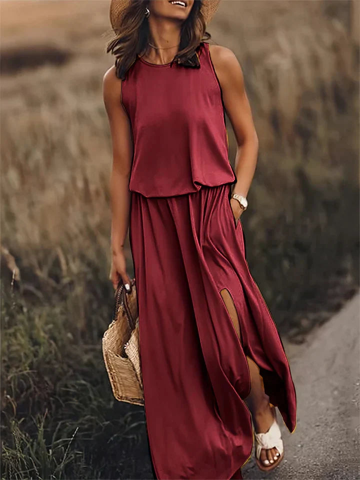 robe maxi unie pour femmes