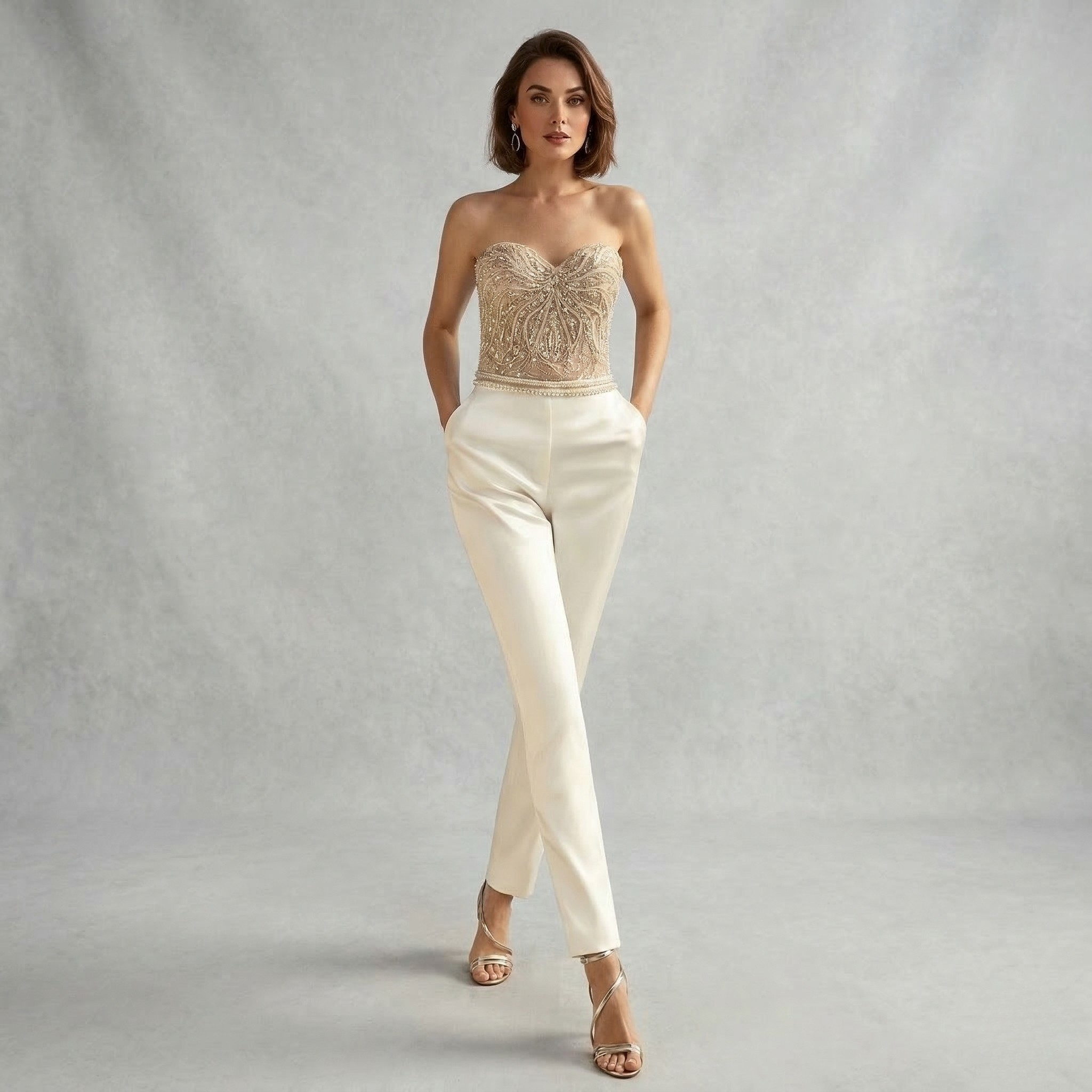 Combinaison Femme Élégante Bustier Tenue Soirée Chic