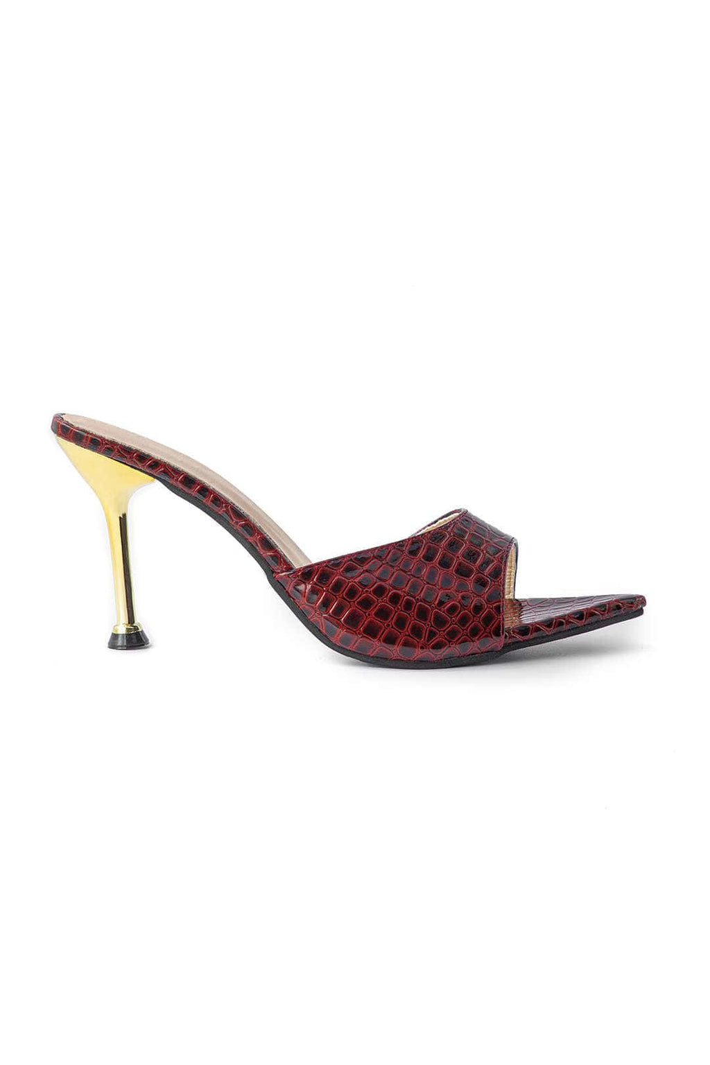 Isabelle Luxe Talons Mules en Crocodile Noir Embossé allient élégance